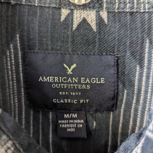 Flannel Button Down Aztec Southwestern Cotton Size Medium - Picture 5 of 9